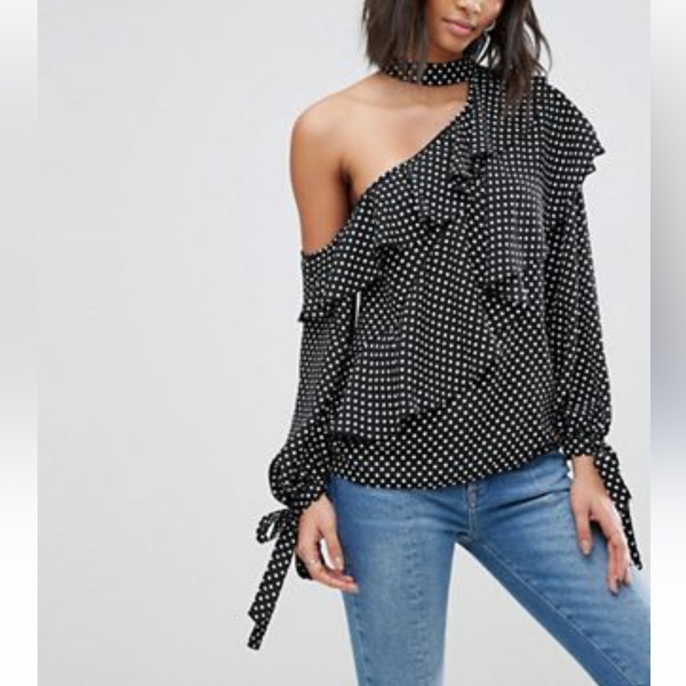 ASOS off the shoulder ruffle blouse